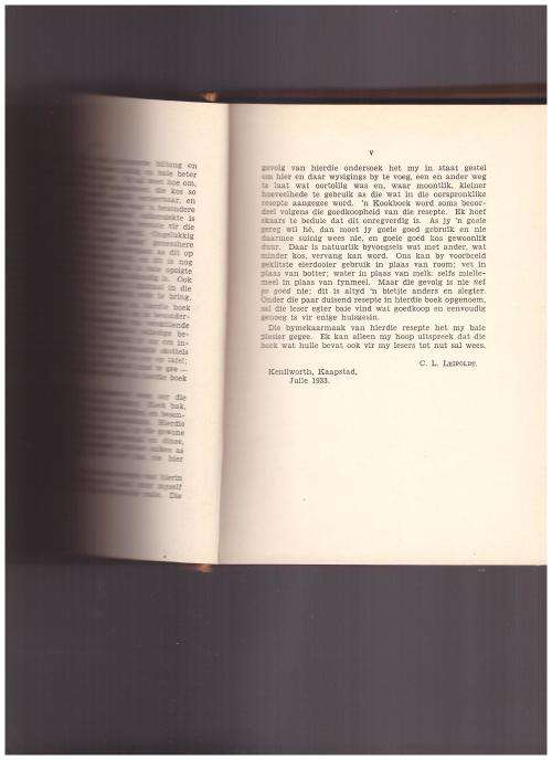 KOS VIR DIE KENNER DEUR C. LOUIS LEIPOLDT, 1 STE UITG. 1933.