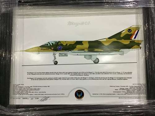 MIRAGE F1 DRAWING, LIMITED TO 500, FRAMED, THIS IS NO. 90