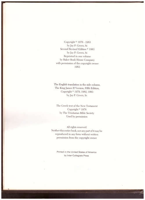 THE INTERLINEAR BIBLE: HEBREW, GREEK, ENGLISH