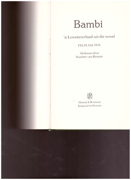 BAMBI, 1 STE AFRIKAANSE UITGAWE 1977