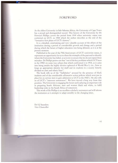 THE UNIVERSITY OF CAPE TOWN 1918-1948 THE FORMATIVE YEARS