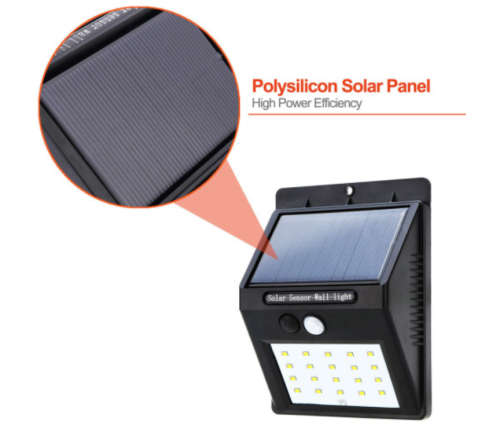 20 LED Solar Power PIR Motion Sensor Wall Light Outdoor Garden Waterproof Lamp