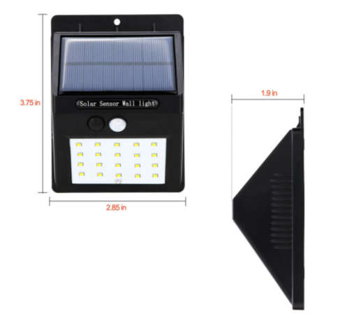 20 LED Solar Power PIR Motion Sensor Wall Light Outdoor Garden Waterproof Lamp