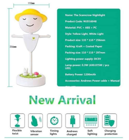 Children's Scarecrow Night Light