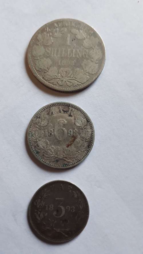 1893 ZAR parcial set, 1S, 6D and 3D.