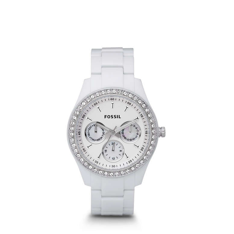 FOSSIL ladies Stella Multifunction Resin Watch - White ES1967