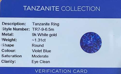 ** 9ct white gold tanzanite RING -1.31ct **