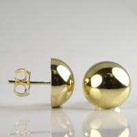 ** 9ct Gold 12mm Dome earrings **