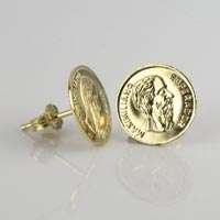 ** 9ct yg Peso Coin Stud Earring **