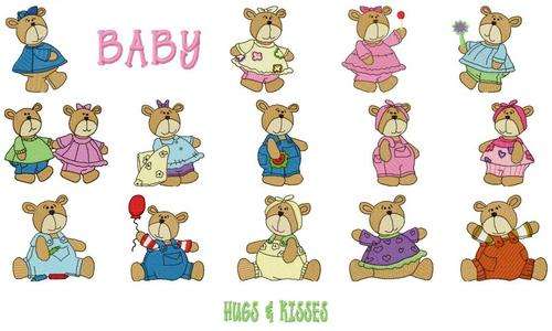 MACHINE EMBROIDERY DESIGN SET -LIL' BEARS (16 IN THE SET)