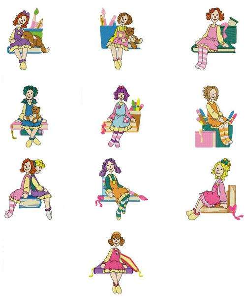 MACHINE EMBROIDERY DESIGN SET - RAGDOLLS (10 IN THE SET)