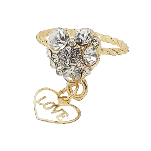 NailCandi Jennifer Manicure Nail Ring - Heart with dangling charm design