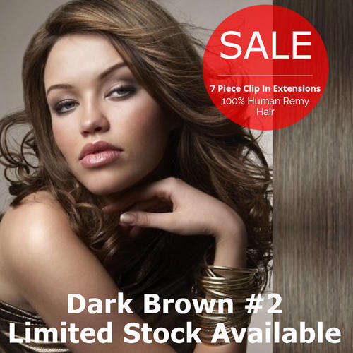 24Hour Dispatch - 18" Clip-In Extensions DARK BROWN - 7Pieces / 100% Human Remy Hair