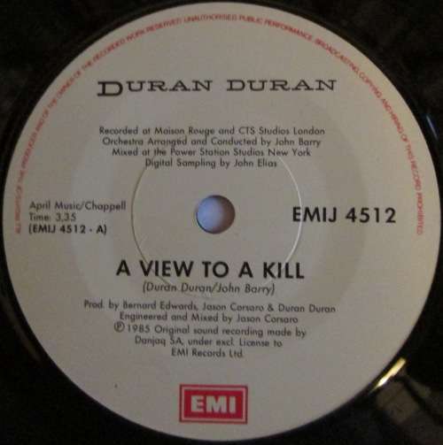 DURAN DURAN - A VIEW TO A KILL (SEVEN INCH SINGLE/VINYL)