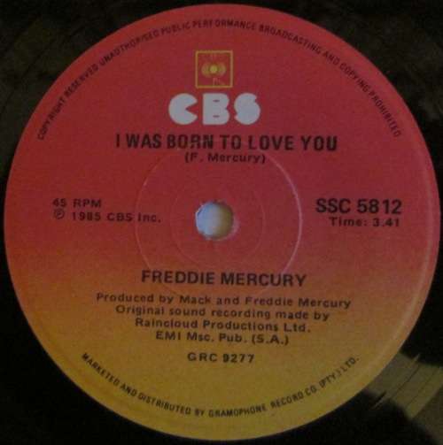 FREDDIE MERCURY - I WAS BORN TO LOVE YOU / STOP ALL THE FIGHTING (7 INCH SINGLE/VINYL)