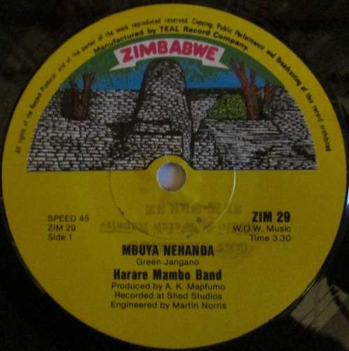 HARARE MAMBO BAND - MBUYA NEHANDA / TIPEIWO CHIMOTO (7 INCH SINGLE/VINYL)