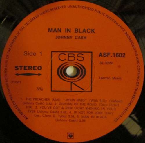 JOHNNY CASH - MAN IN BLACK (LP/VINYL)