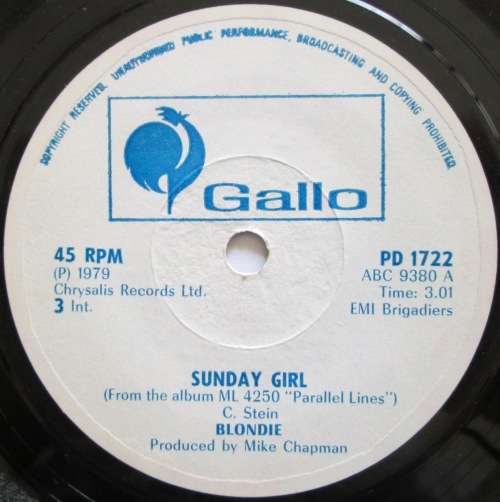 BLONDIE - SUNDAY GIRL / I KNOW BUT I DONT KNOW  (7 SINGLE/VINYL)