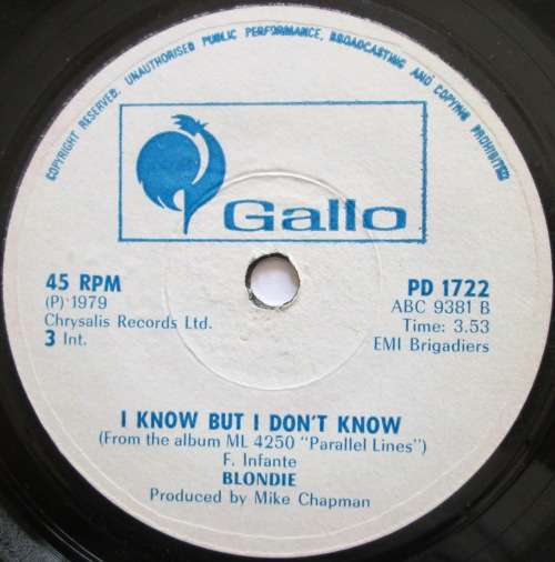 BLONDIE - SUNDAY GIRL / I KNOW BUT I DONT KNOW  (7 SINGLE/VINYL)