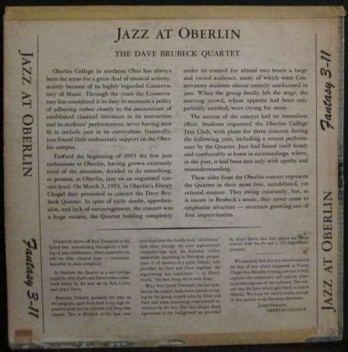 THE DAVE BRUBECK QUARTET - JAZZ AT OBERLIN (10¿ LP/VINYL)