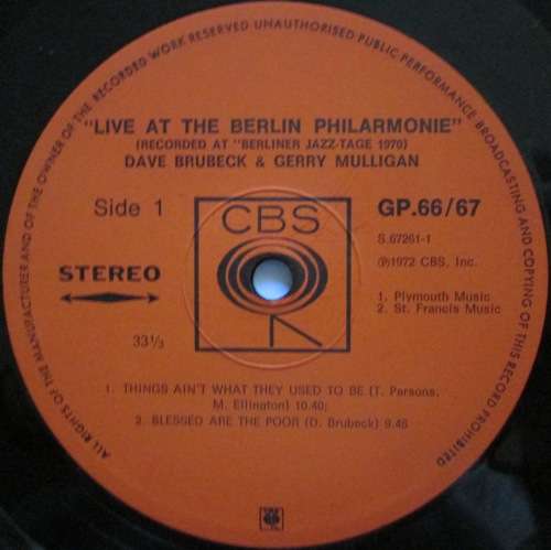 DAVE BRUBECK TRIO & GERRY MULLIGAN - LIVE AT THE BERLIN PHILARMONIE (2xLP/VINYL)