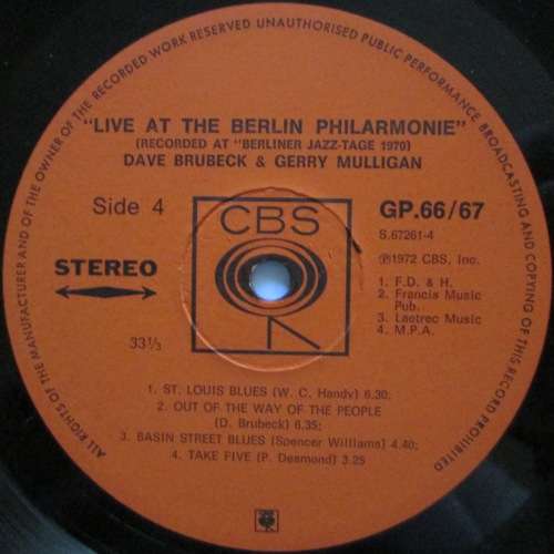 DAVE BRUBECK TRIO & GERRY MULLIGAN - LIVE AT THE BERLIN PHILARMONIE (2xLP/VINYL)