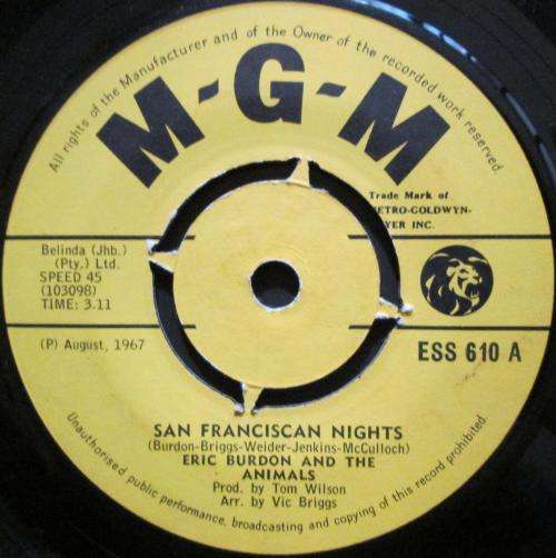 ERIC BURDON and THE ANIMALS - SAN FRANCISCAN NIGHTS / GOOD TIMES  (7 SINGLE/VINYL)