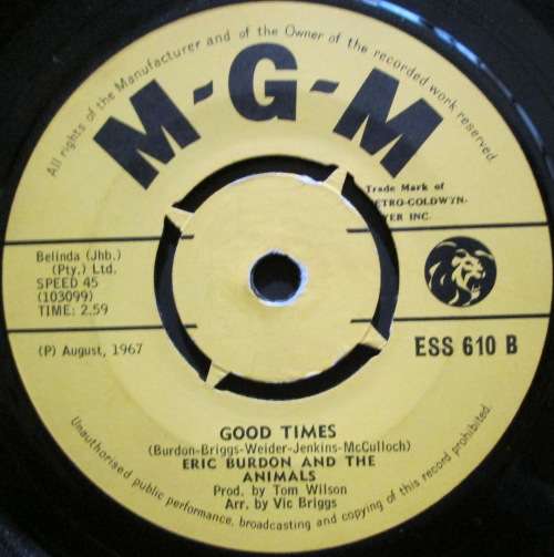 ERIC BURDON and THE ANIMALS - SAN FRANCISCAN NIGHTS / GOOD TIMES  (7 SINGLE/VINYL)