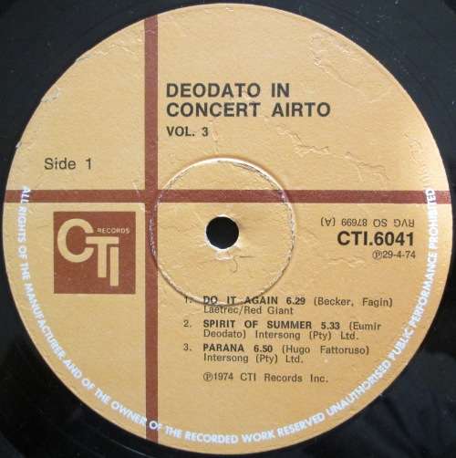 DEODATO / AIRTO - IN CONCERT VOL.3 (LP/VINYL)