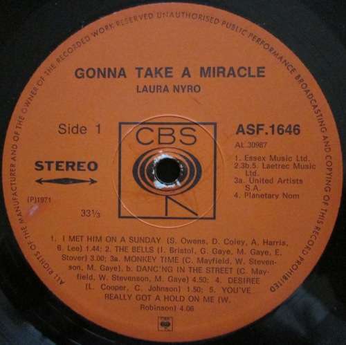LAURA NYRO and Labelle - GONNA TAKE A MIRACLE (LP/VINYL)