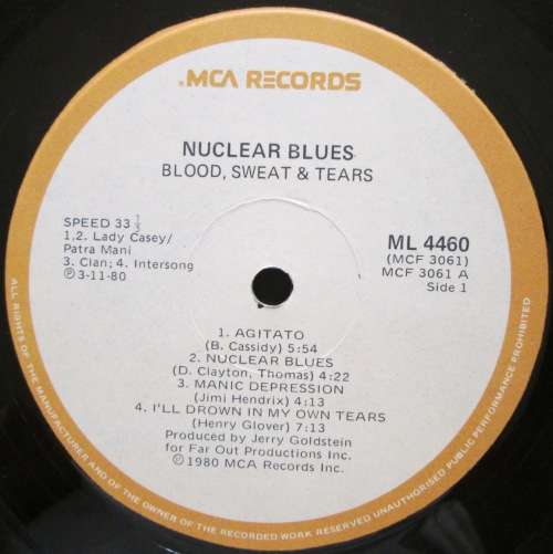 BLOOD SWEAT & TEARS - NUCLEAR BLUES  (LP/VINYL)