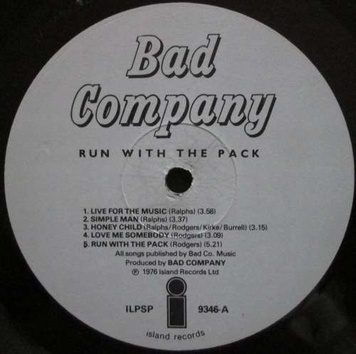 BAD COMPANY - RUN WITH THE PACK  (LP/VINYL)