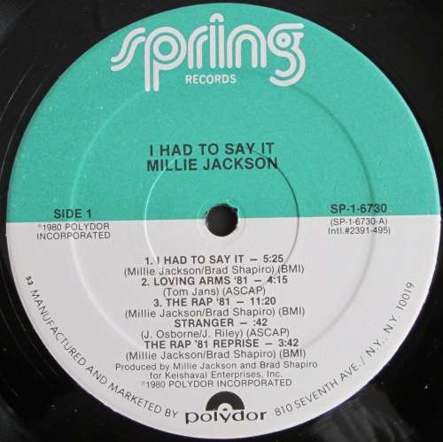 MILLIE JACKSON - I HAD TO SAY IT (LP/VINYL)