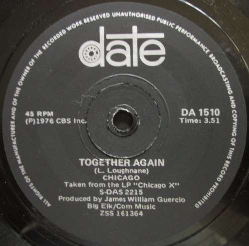 CHICAGO - IF YOU LEAVE ME NOW / TOGETHER AGAIN (7 SINGLE/VINYL)