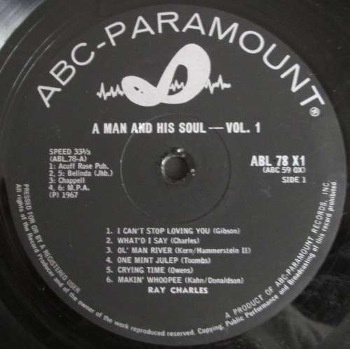 RAY CHARLES - A MAN AND HIS SOUL (VOLS 1and2 RELEASED SEPARATELY) (2xLP/VINYL)
