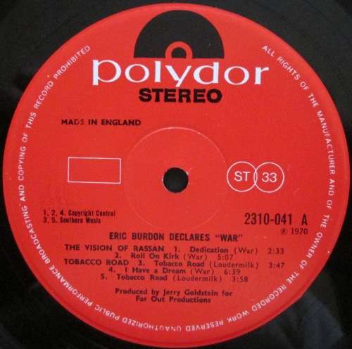 WAR - ERIC BURDON DECLARES WAR (LP/VINYL)