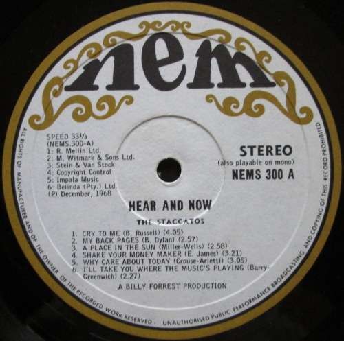 THE STACCATOS - HEAR AND NOW (LP/VINYL)