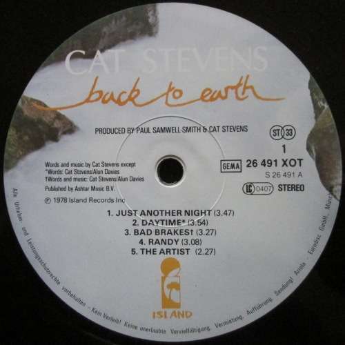 CAT STEVENS - BACK TO EARTH (LP/VINYL)