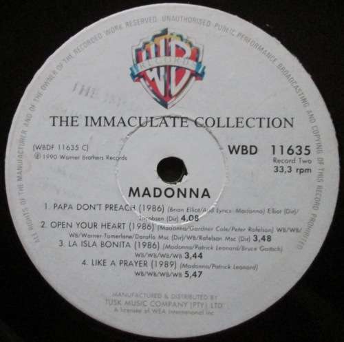 MADONNA - THE IMMACULATE COLLECTION (2xLP/VINYL)