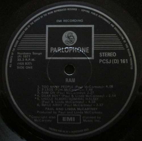 PAUL and LINDA McCARTNEY - RAM (LP/VINYL)