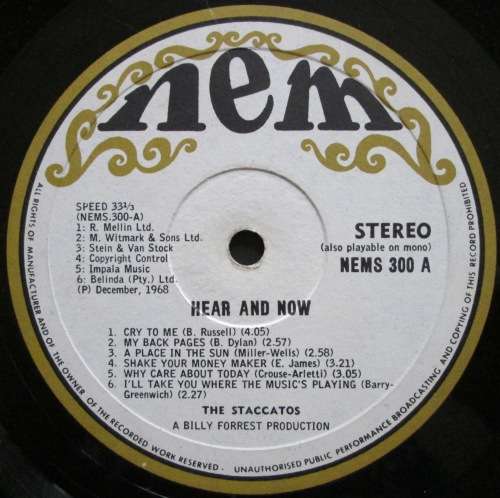 THE STACCATOS - HEAR AND NOW  (LP/VINYL)