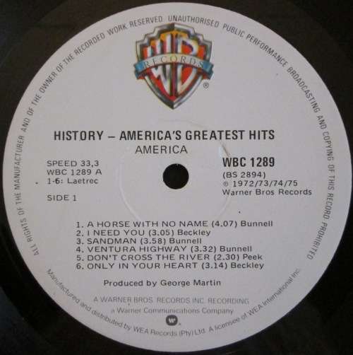 AMERICA - AMERICAS GREATEST HITS  (LP/VINYL)