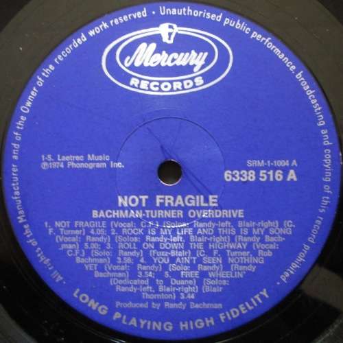 BACHMAN-TURNER OVERDRIVE  - NOT FRAGILE  (LP/VINYL)