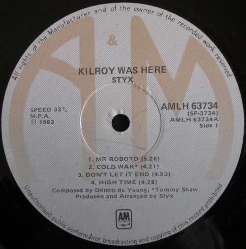 STYX - KILLROY WAS HERE  (LP/VINYL)