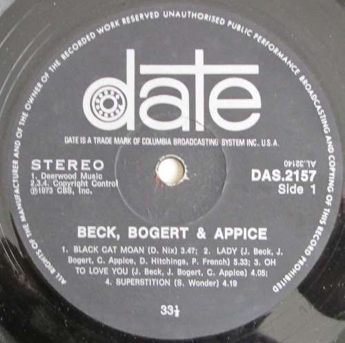 JEFF BECK / TIM BOGERT / CARMINE APPICE - BECK BOGERT & APPICE  (LP/VINYL)