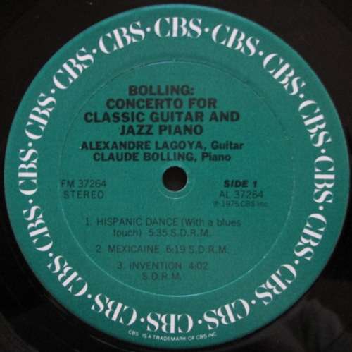 CLAUDE BOLLING / ALEXANDRE LAGOYA - CONCERTO FOR CLASSIC GUITAR AND JAZZ PIANO (LP/VINYL)