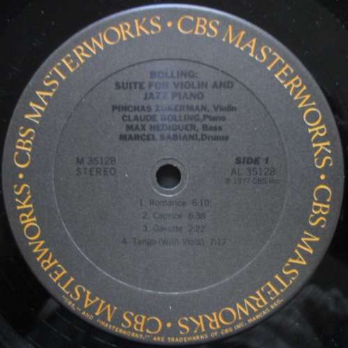 PINCHAS ZUKERMAN / CLAUDE BOLLING - SUITE FOR VIOLIN AND JAZZ PIANO   (LP/VINYL)