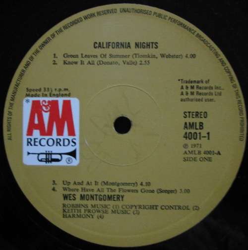 WES MONTGOMERY - CALIFORNIA NIGHTS (2xLP/VINYL)