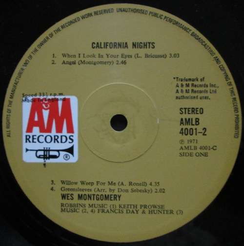 WES MONTGOMERY - CALIFORNIA NIGHTS (2xLP/VINYL)