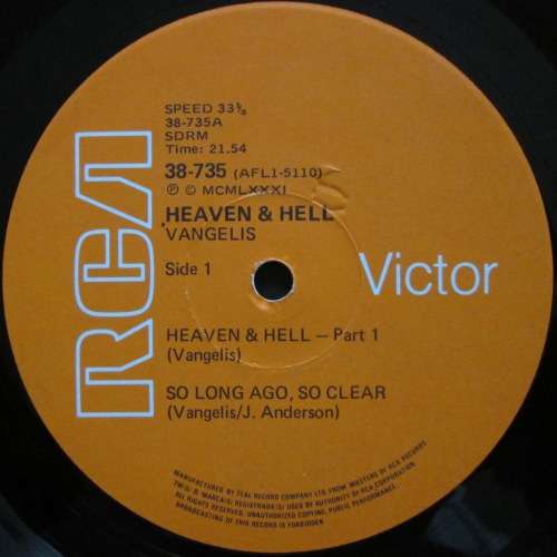 VANGELIS - HEAVEN AND HELL   (LP/VINYL)